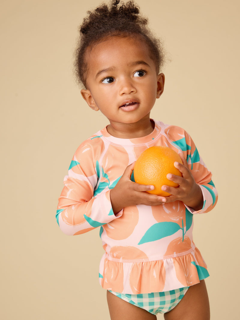 Rash Guard Baby Swim Set in Valencia Orange - View 2