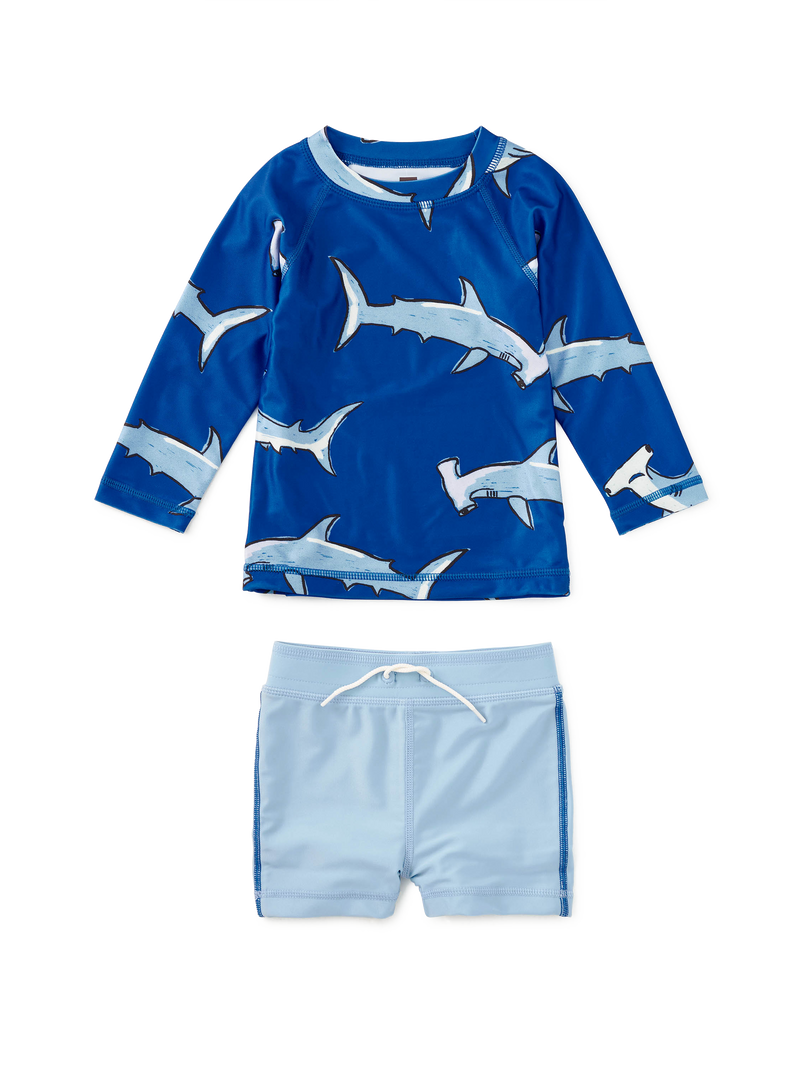 Rash Guard Baby Swim Set in Hammerhead Sharks - View 1