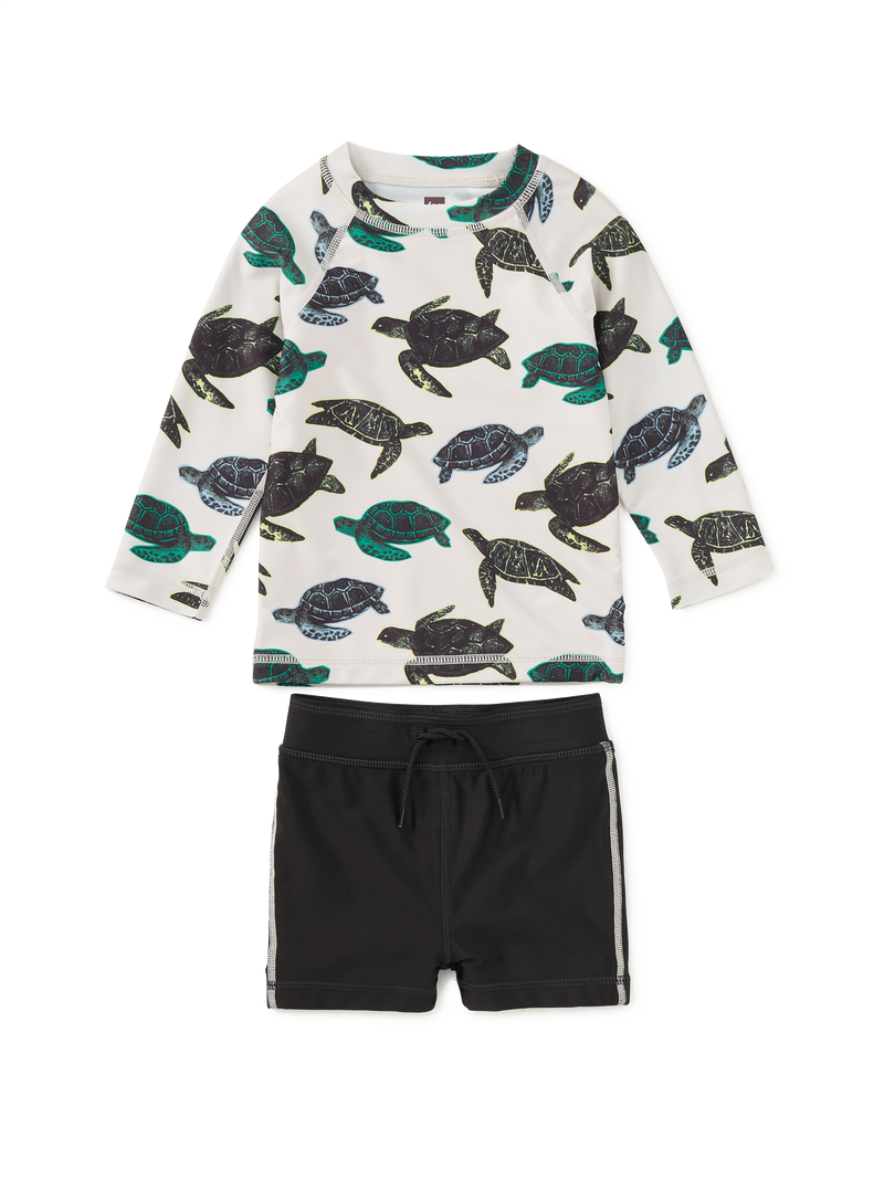 Rash Guard Baby Swim Set in Pop Turtles - View 1