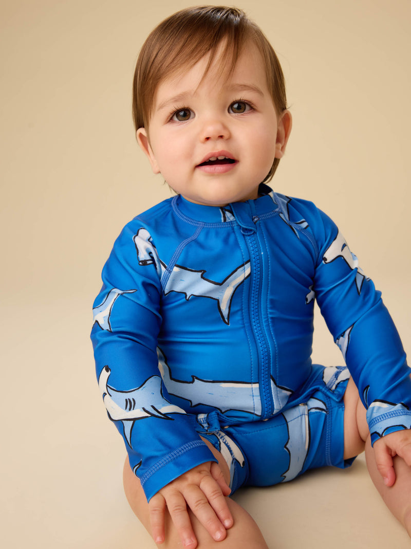 Rash Guard Baby Swimsuit in Hammerhead Sharks - View 2