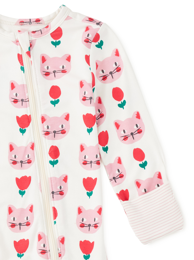 New Footed Baby Romper in Pretty Kitty - View 2