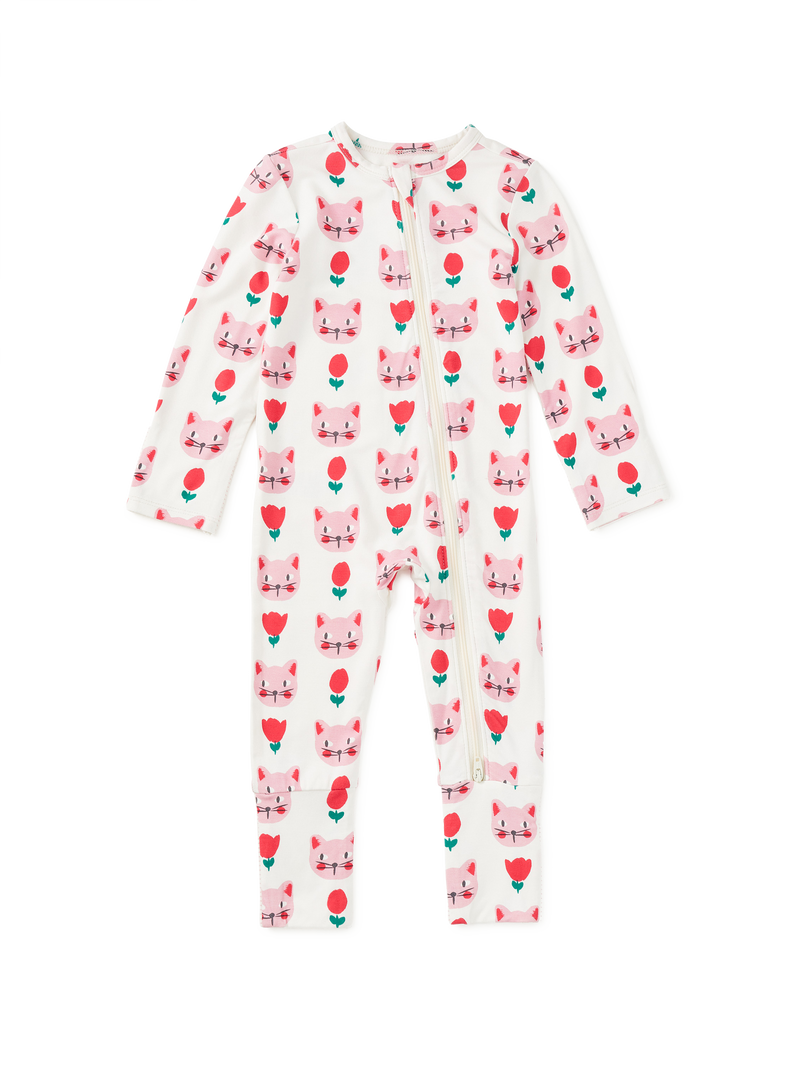 New Footed Baby Romper in Pretty Kitty - View 1