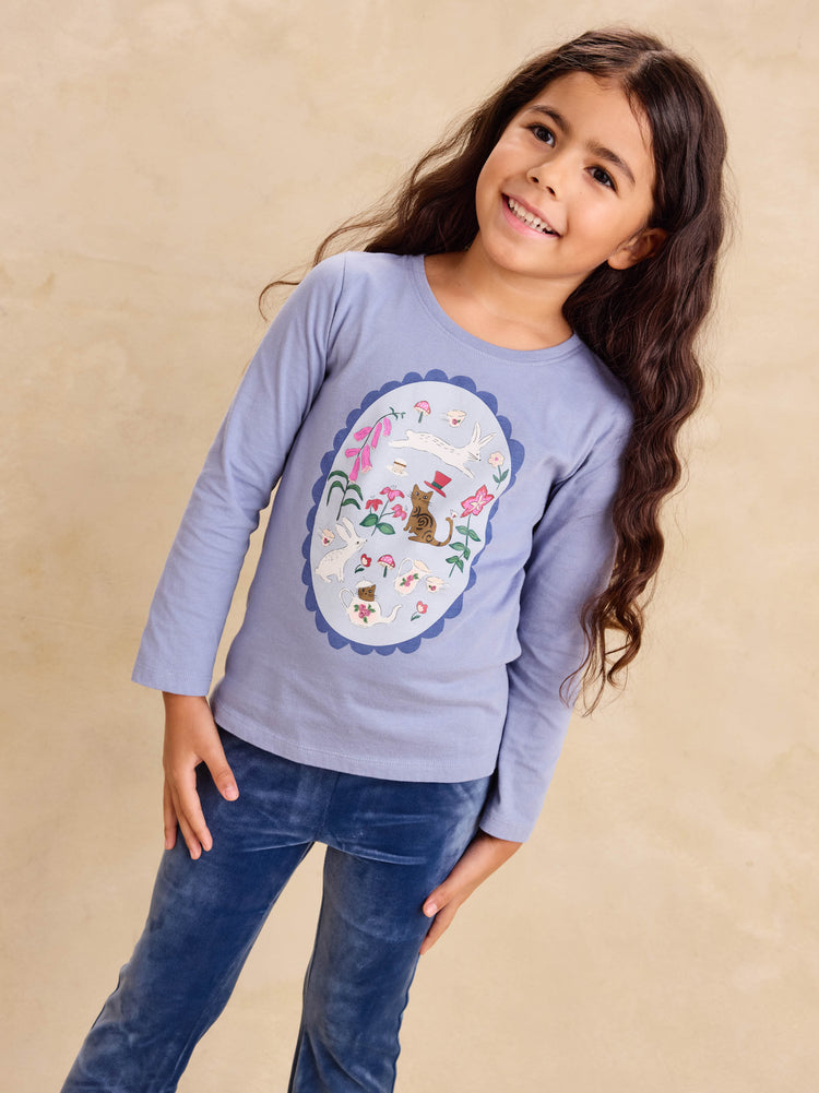 Girl Seal Grey Tea Party Vingette Graphic Tee | Tea Collection