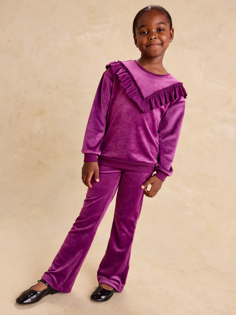 Velour Ruffle Tunic Top in Cosmic Berry - View 2