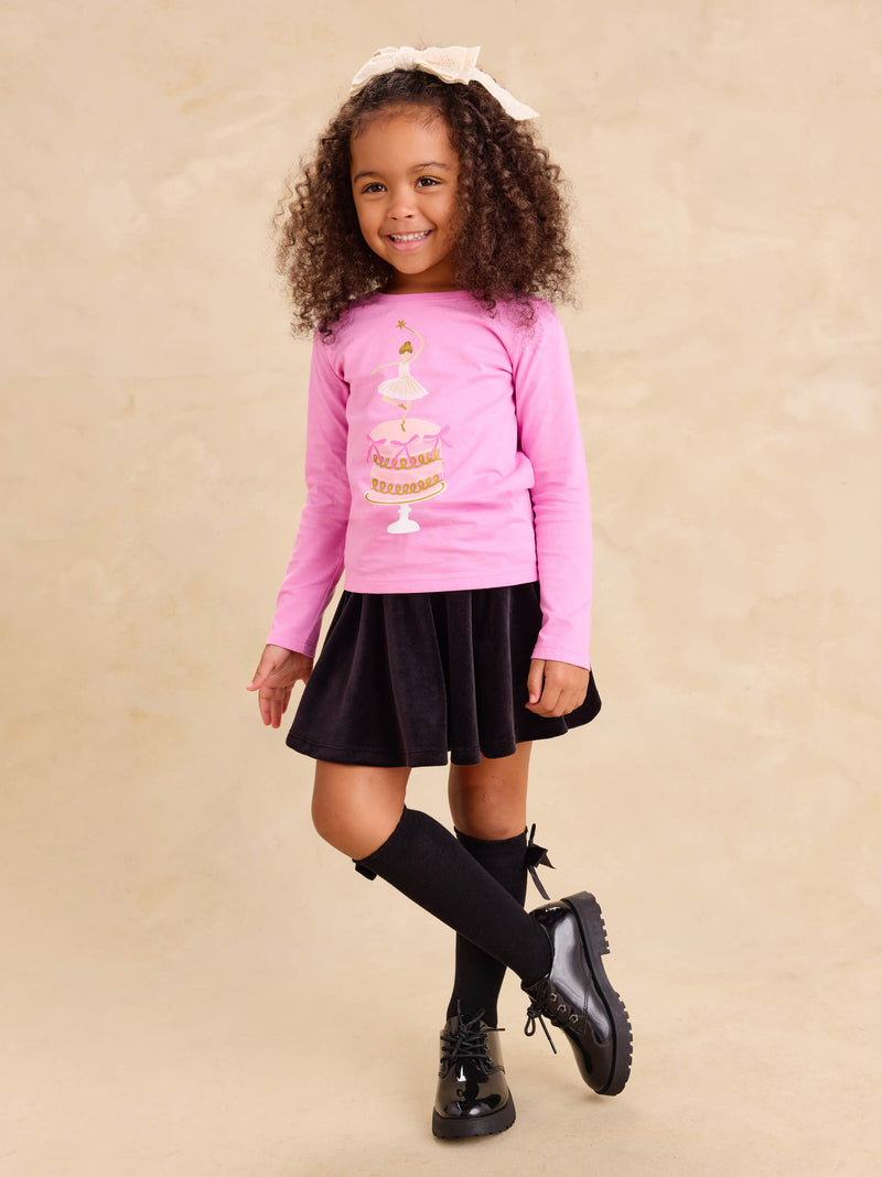 Velour Twirl Skirt in Jet Black - View 2