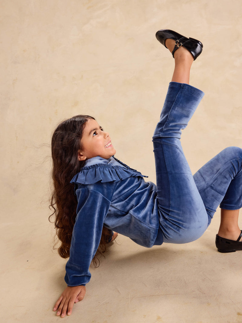 Very Velour Flare Pants in Naval Blue - View 2