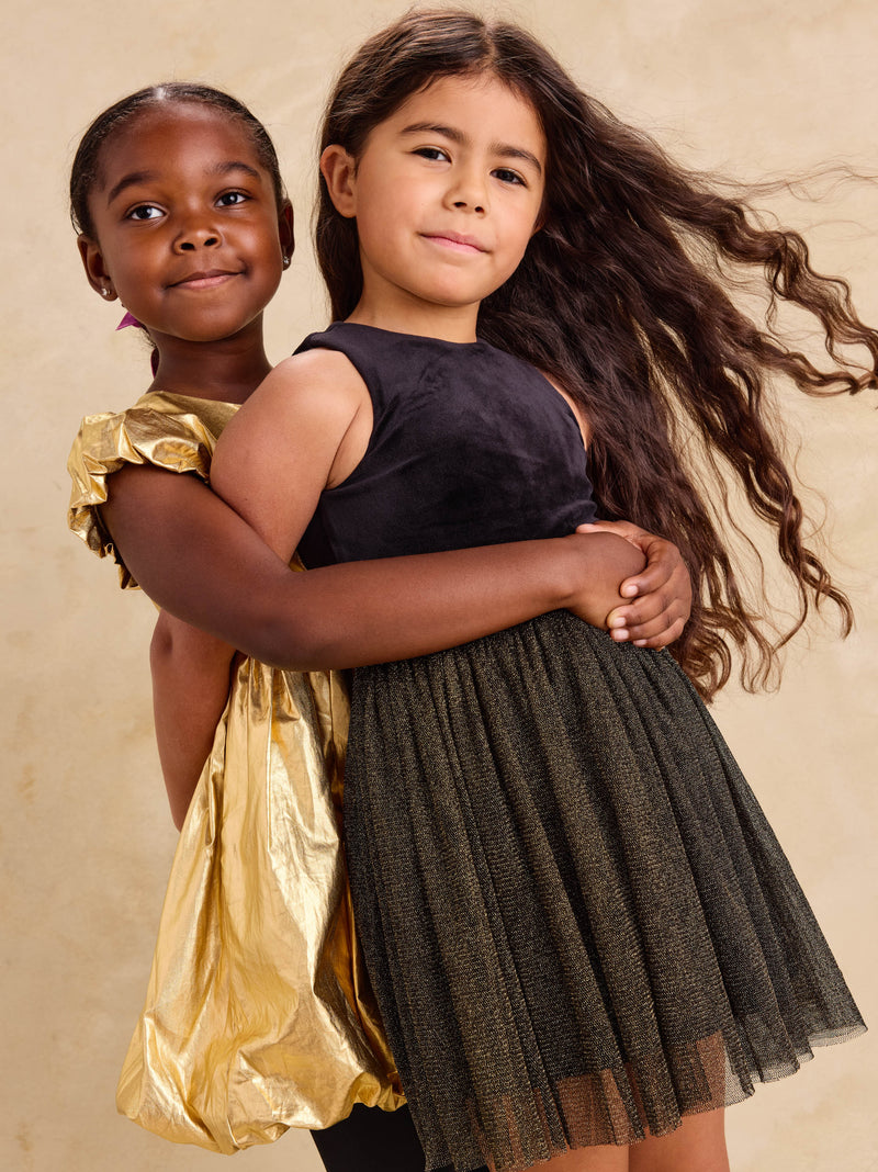 Velour + Tulle Ballet Dress in Jet Black - View 1