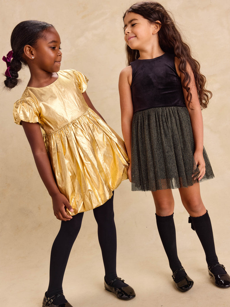 Velour + Tulle Ballet Dress in Jet Black - View 2