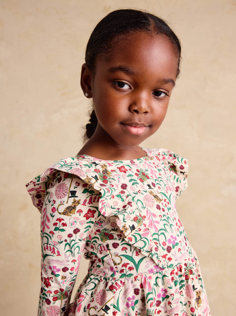Ruffle Shoulder Ballet Dress in Tea Party Floral - View 2