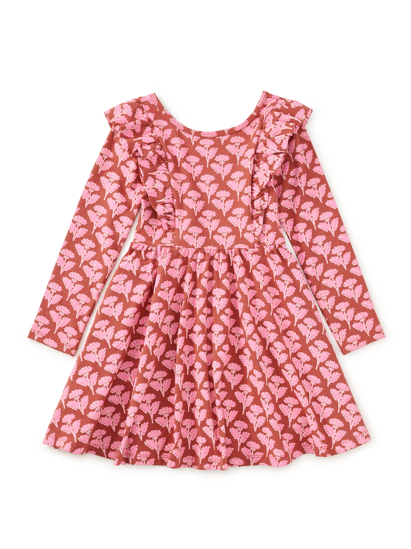 Ruffle Shoulder Ballet Dress in Stamped Heirloom Floral - View 1