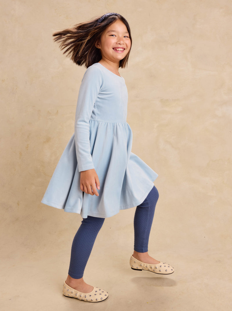 Velour Ballet Dress in Blue Fog - View 2