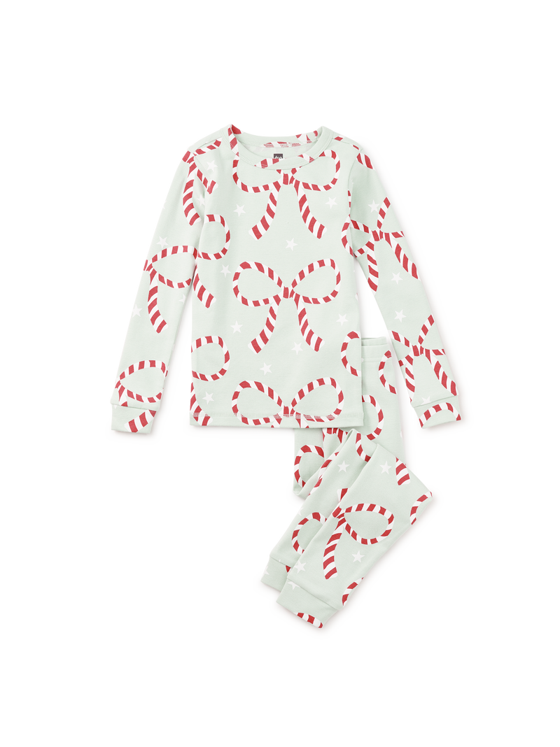 Goodnight Pajama Set in Candy Cane Bows - View 1