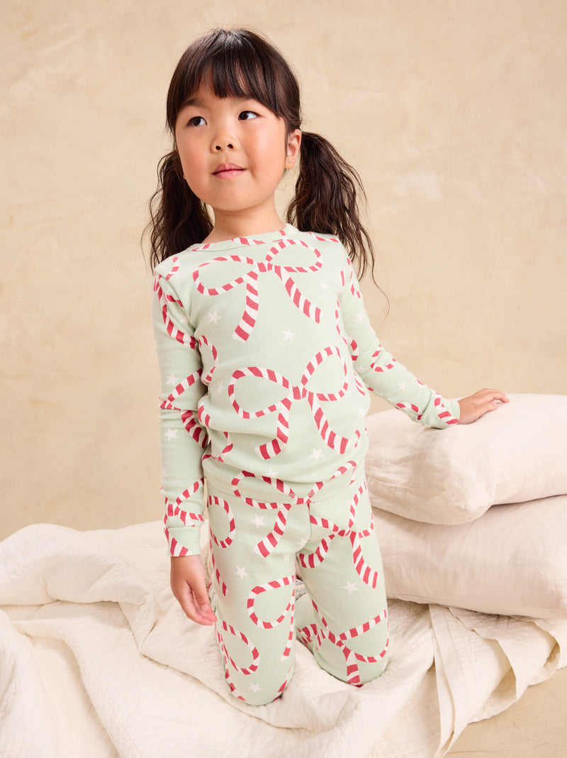 Goodnight Pajama Set in Candy Cane Bows - View 2
