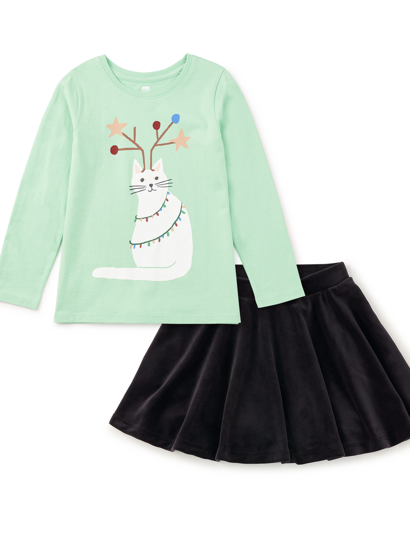 Festive Feline &amp; Skirt 2-Piece Set in 3-6M - View 1