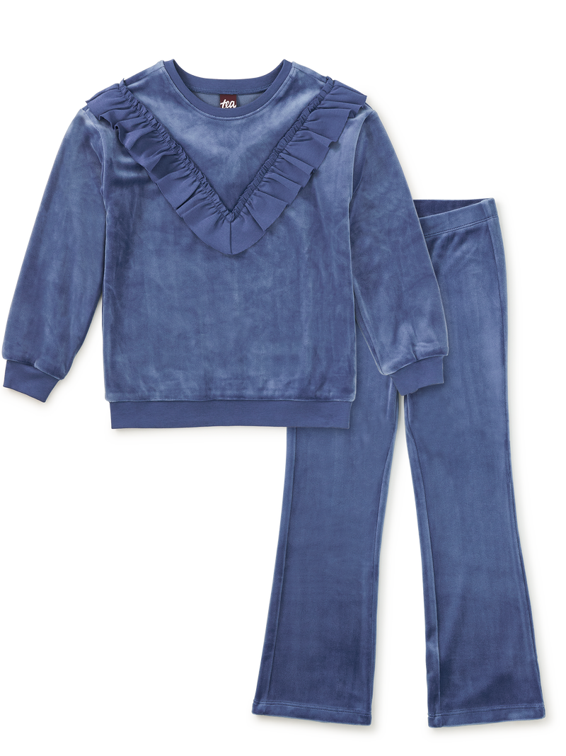 Velour Ruffle Top &amp; Flare Pants 2-Piece Set in 2 - View 1