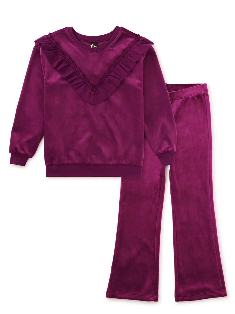 Cosmic Berry Velour Ruffle Top &amp; Flare Pants 2-Piece Set in 2 - View 1