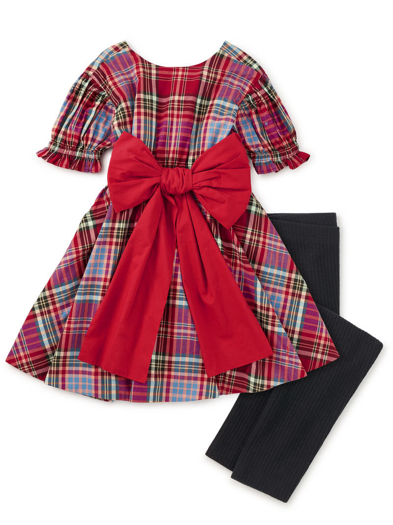 Plaid Sash Dress &amp; Leggings 2-Piece Set in 2 - View 1