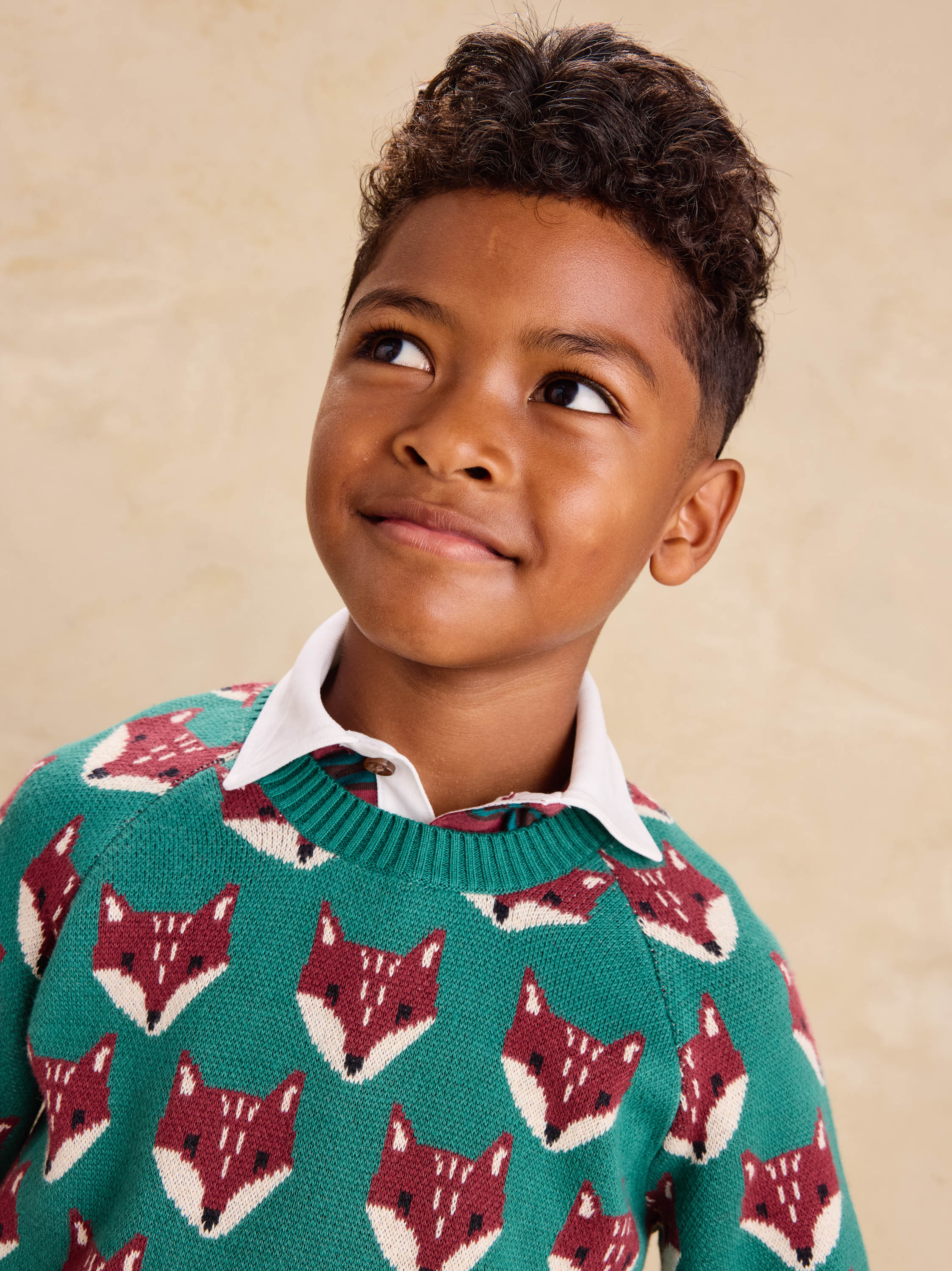 トップス pan129 Foxey Boy Foxwood Fair Isle Family Fox Sweater | Tea Collection