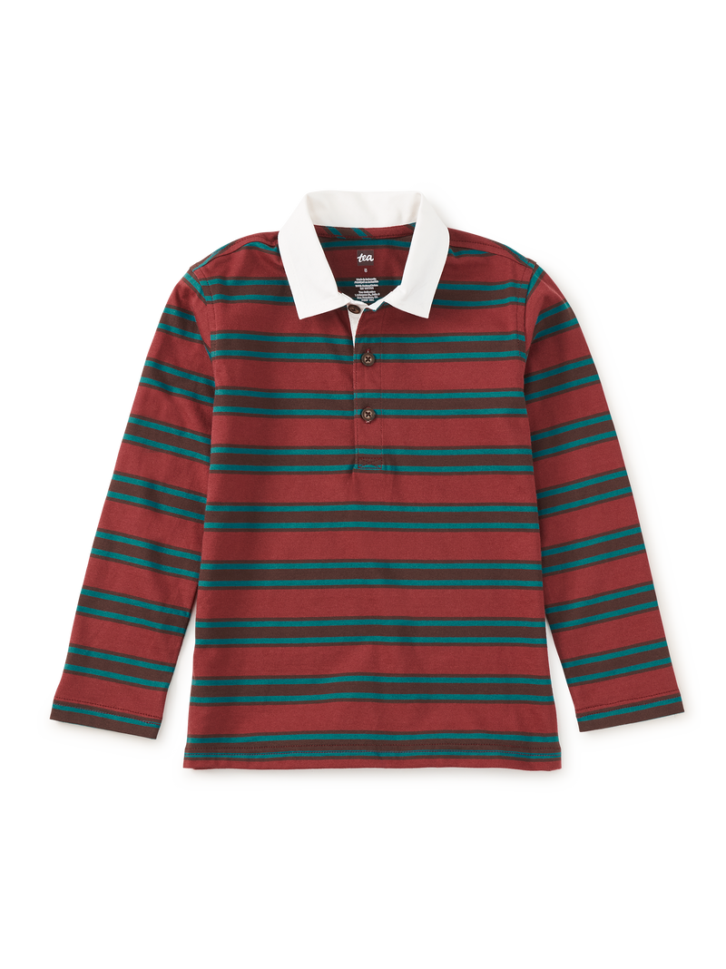Long Sleeve Rugby Polo in Sangria - View 1