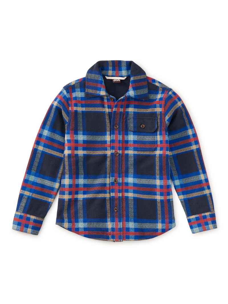 French Terry Plaid Shacket in Windsor Hearth Plaid - View 1