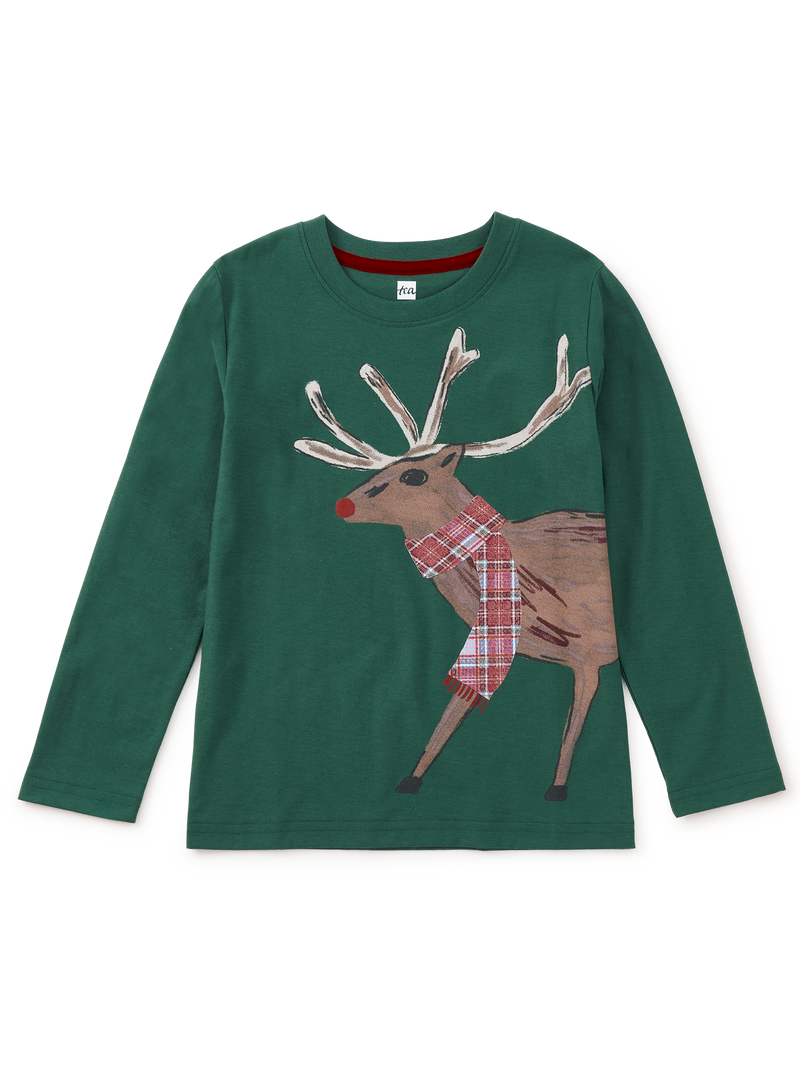 Holiday Deer Graphic Tee in Pineneedle - View 1