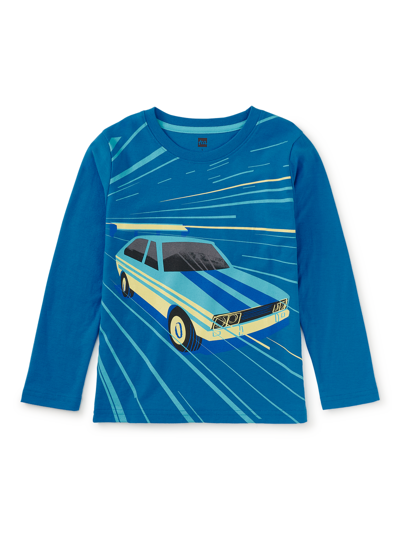 Vintage Racecar Graphic Tee in Swedish Blue - View 1