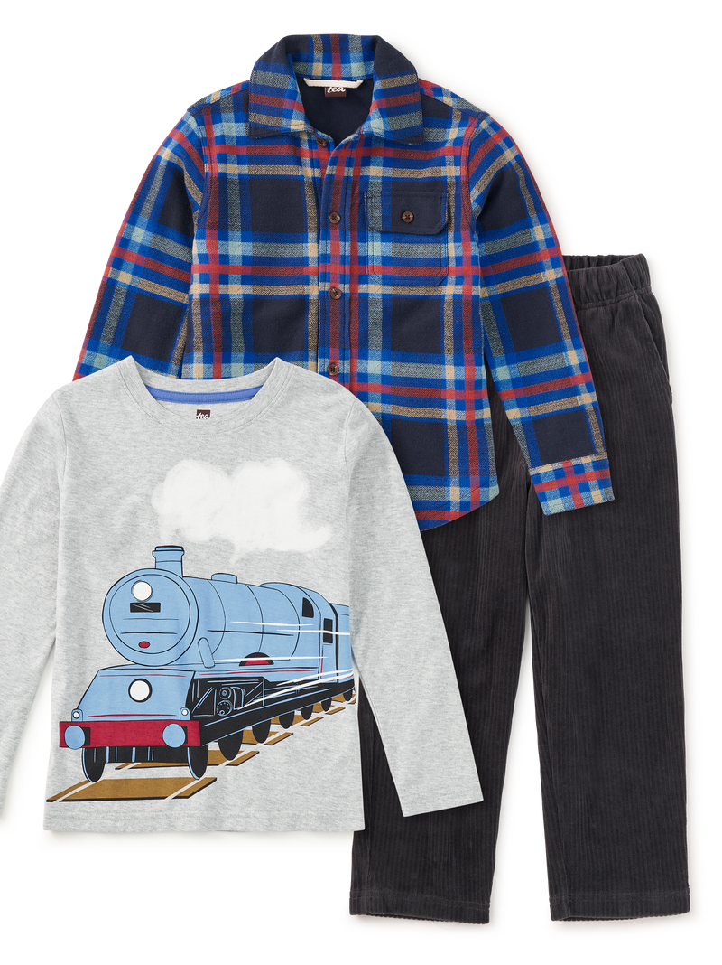 Holiday Train &amp; Plaid 3-Piece Set in 2 - View 1