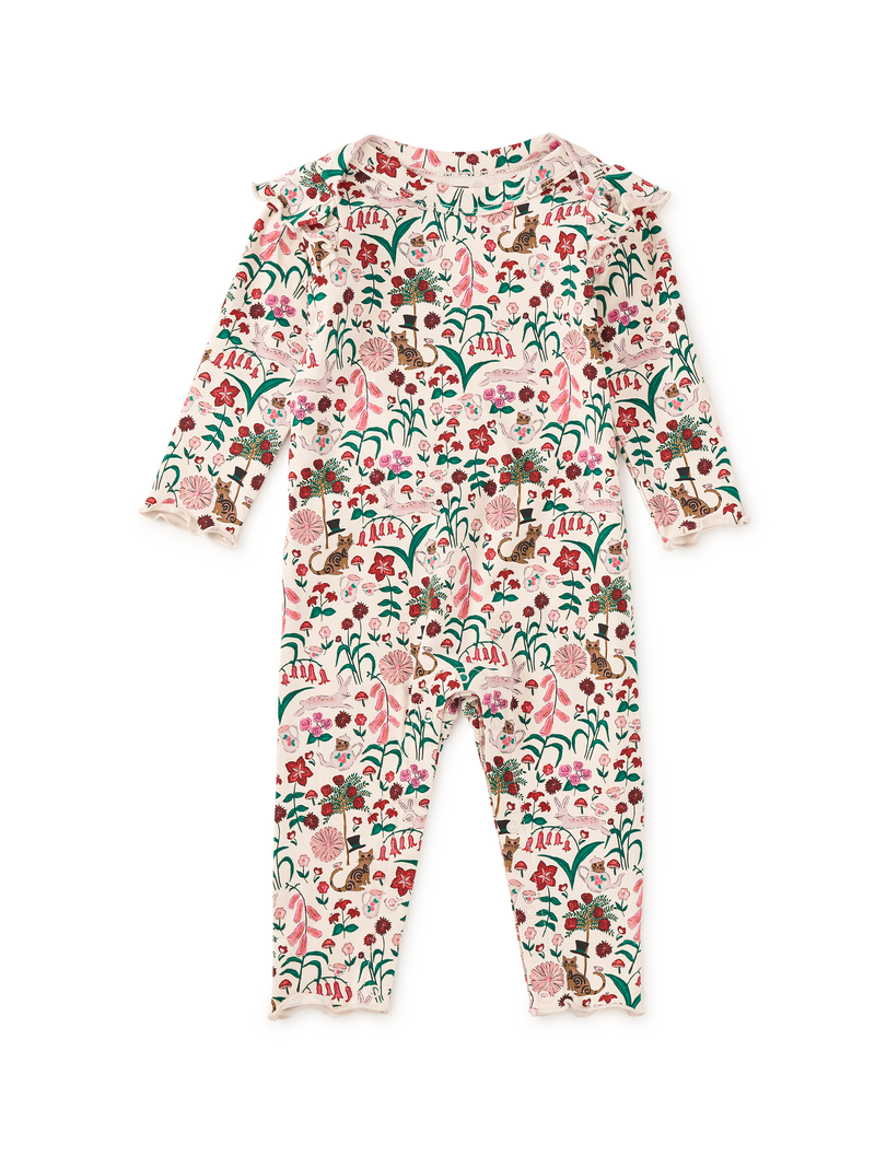 Ruffle Shoulder Baby Romper in Tea Party Floral - View 1