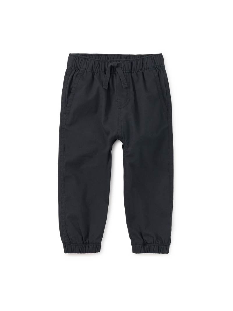 Woven Baby Joggers in Jet Black - View 1