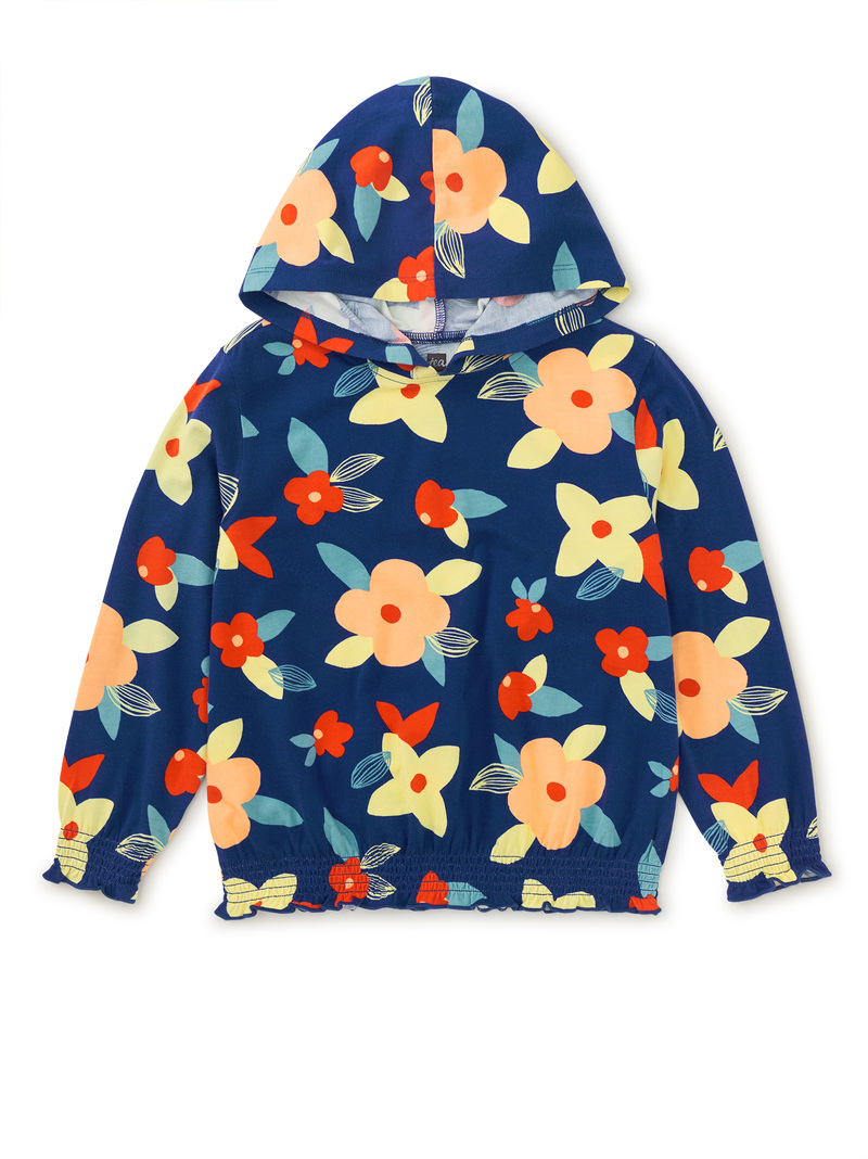 Printed Smocked Hoodie