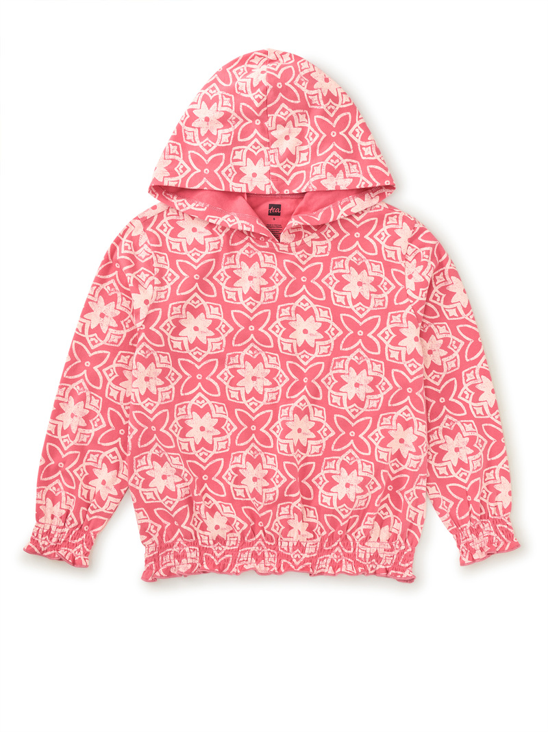 Printed Smocked Hoodie