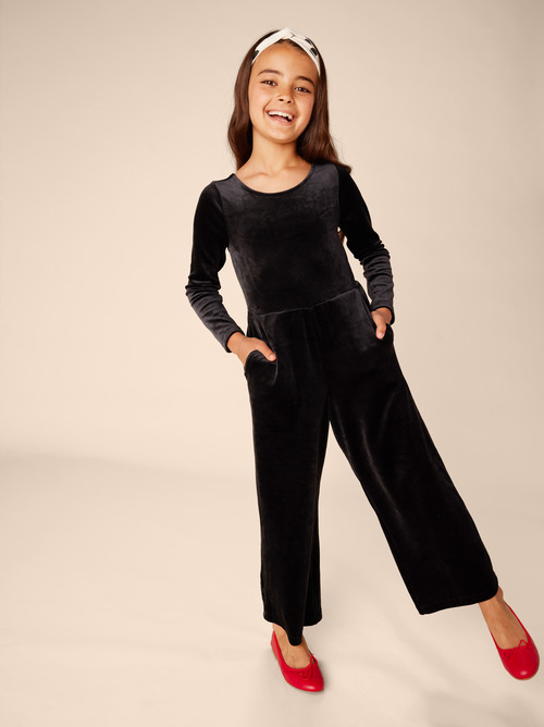 Tea Collection Just for Kicks Velour Jumpsuit Jet Black 5