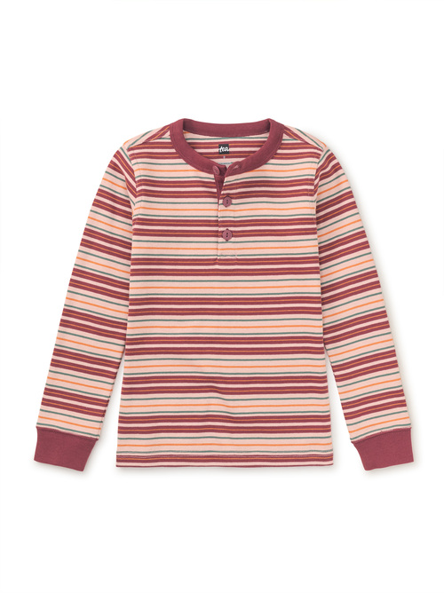 Long Sleeve Striped Henley Top