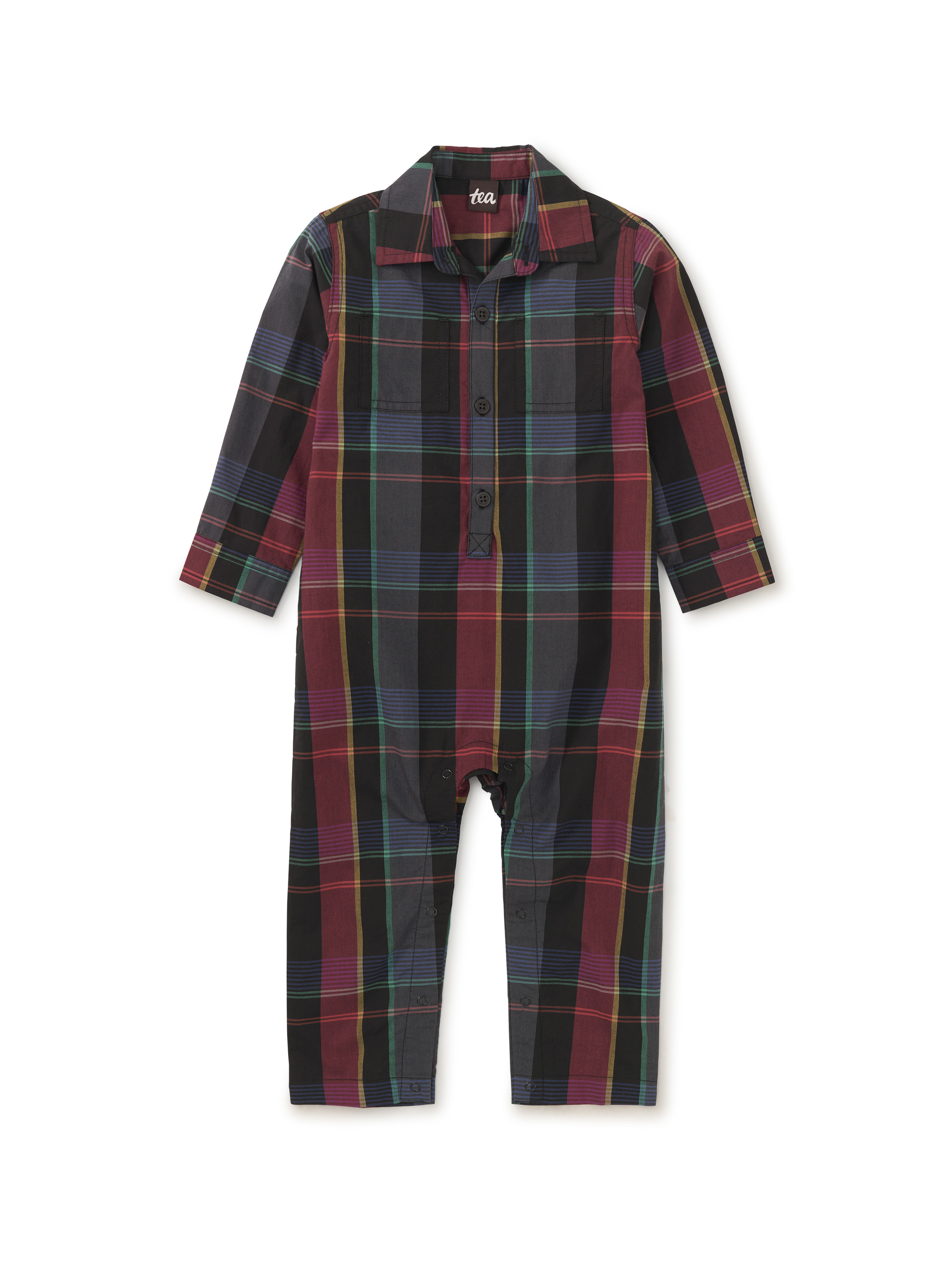 Plaid Buttoned Baby Romper