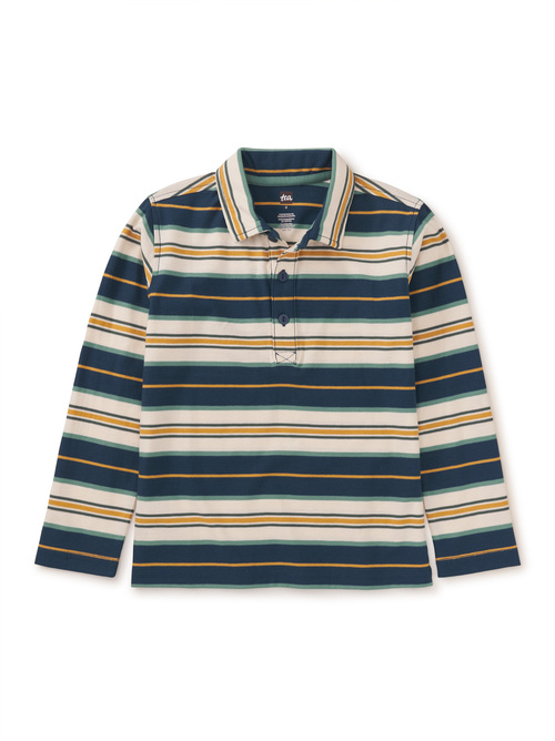 Long Sleeve Striped Polo