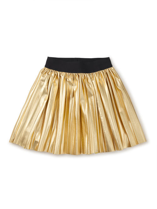 Pleated Metallic Twirl Skirt