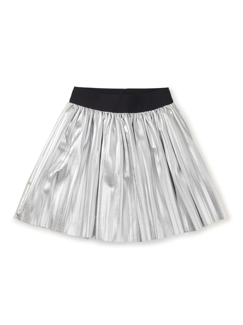 Pleated Metallic Twirl Skirt