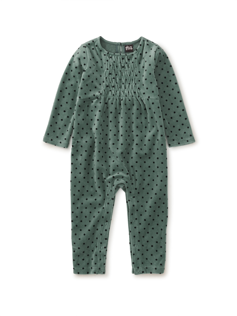 Velour Smocked Baby Romper