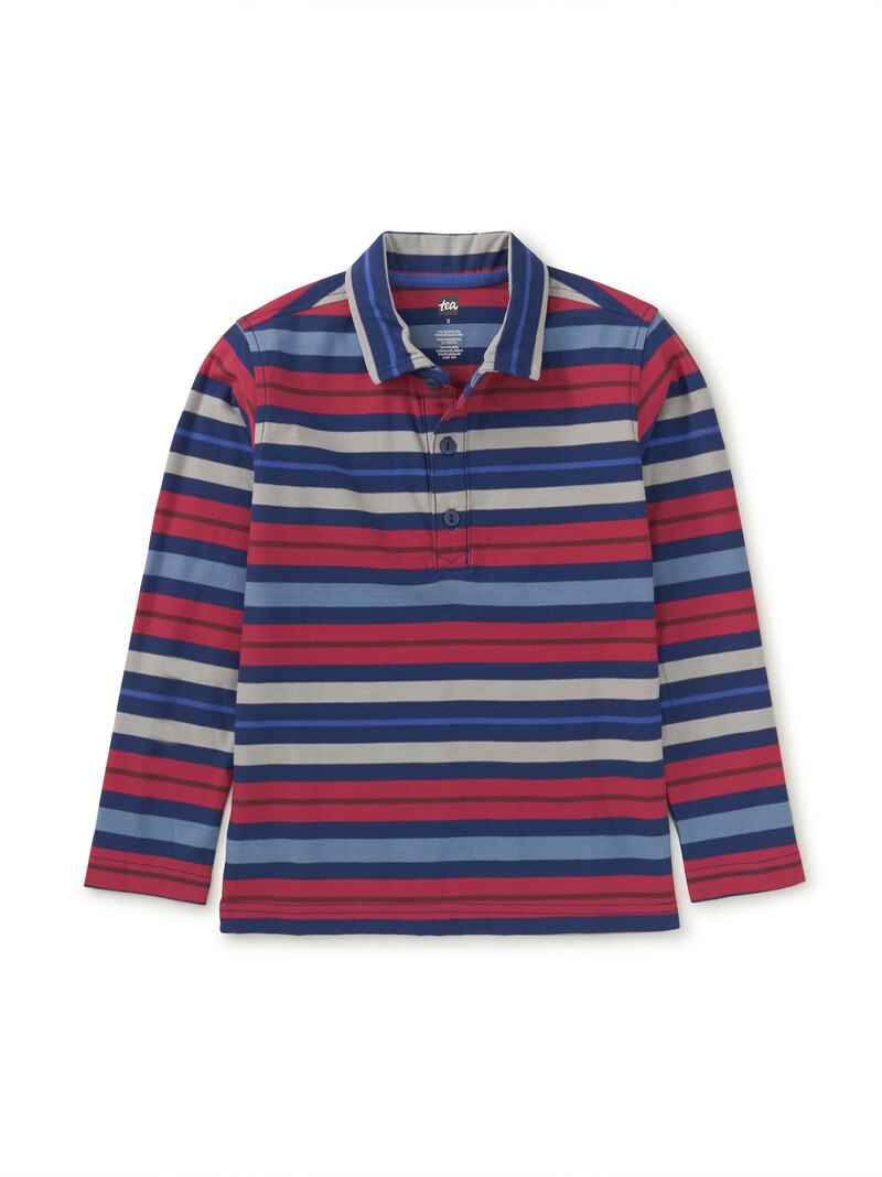 Long Sleeve Striped Polo