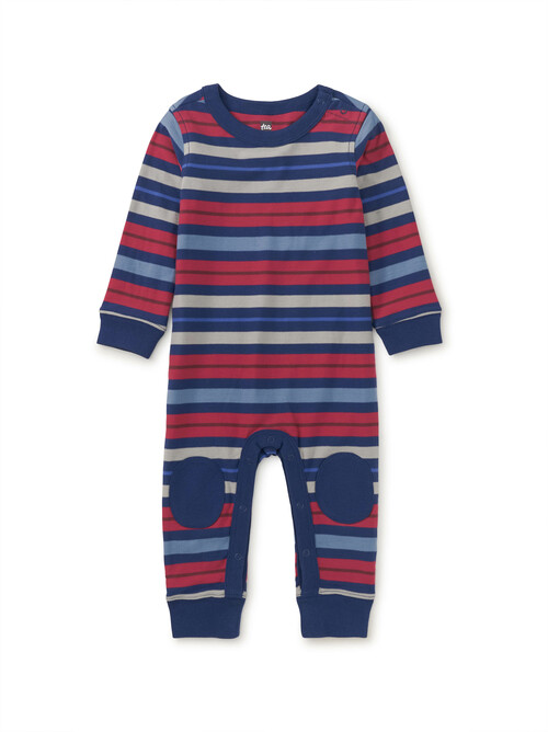  Stripe Knee Patch Baby Romper