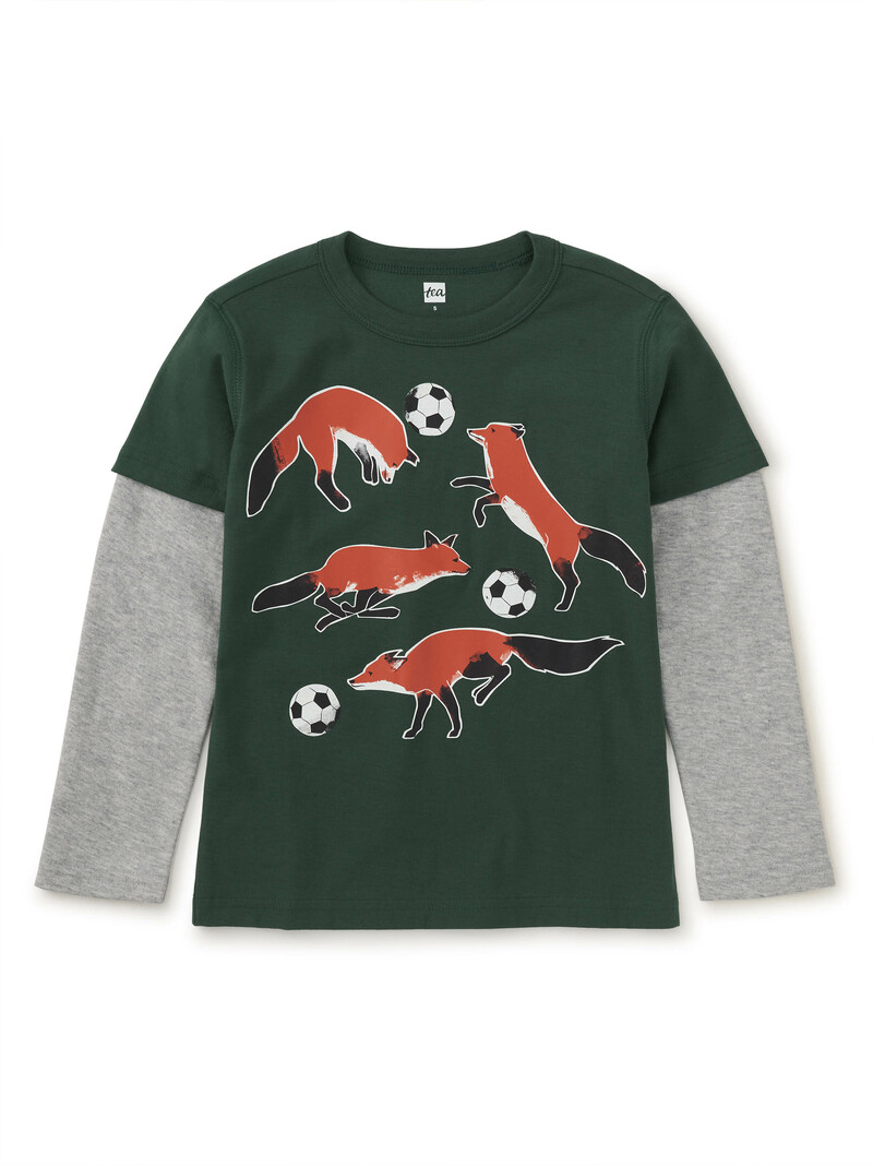 Footie Fox Layered Sleeve Tee