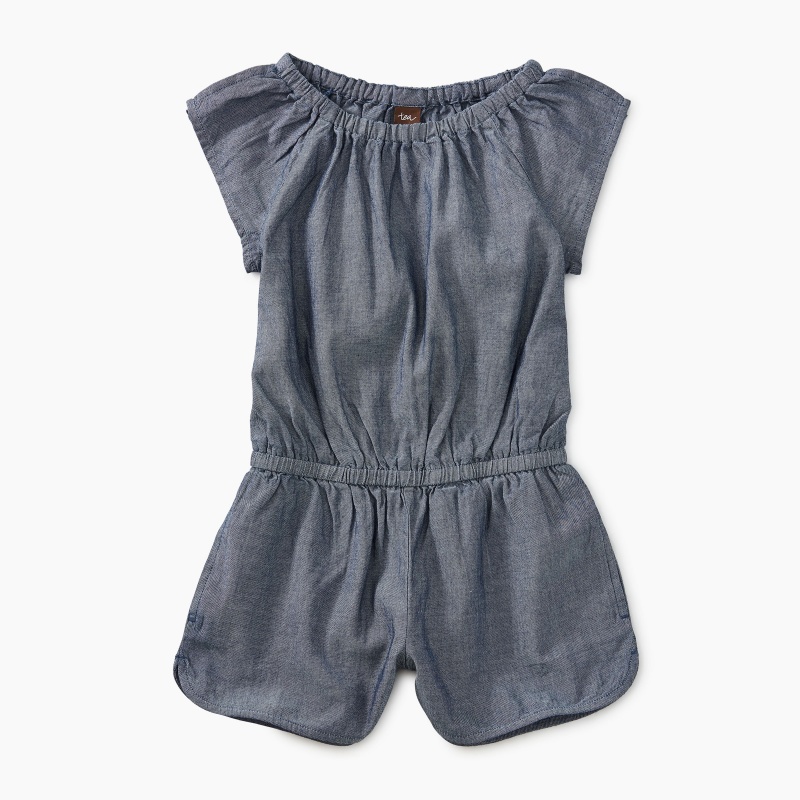 Chambray Flutter Sleeve Romper