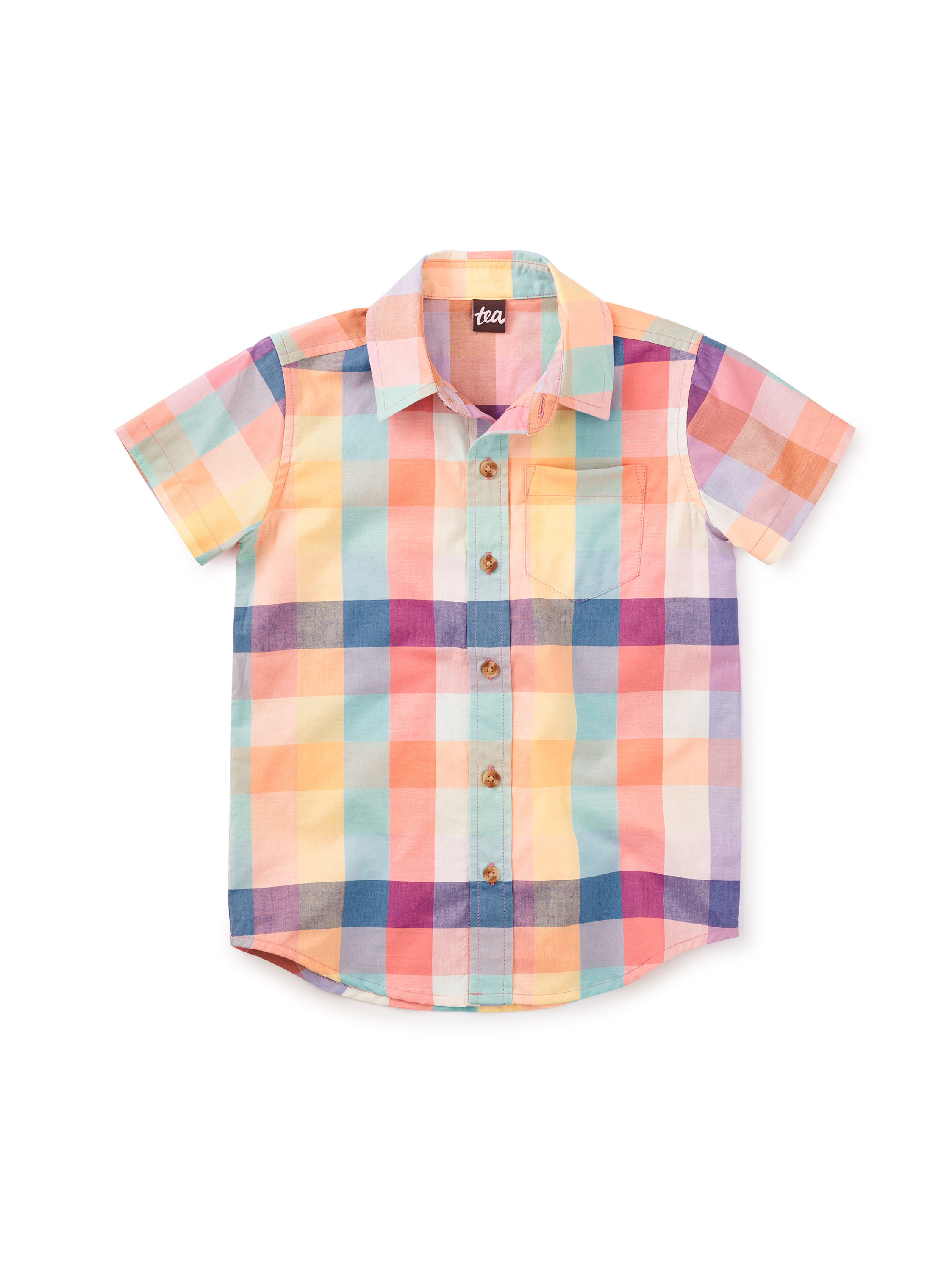 Plaid Button Up Woven Shirt | Tea Collection