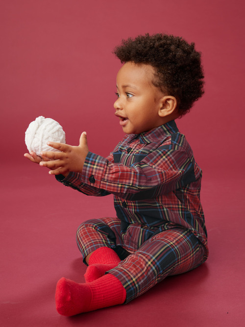 Plaid Buttoned Baby Romper