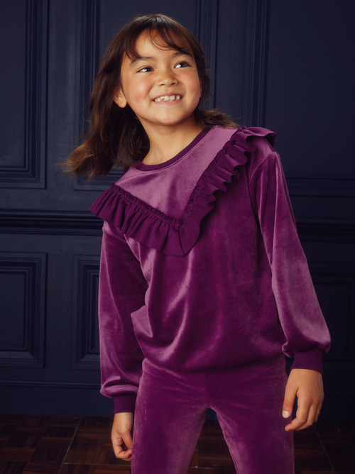 Velour Ruffle Tunic Top